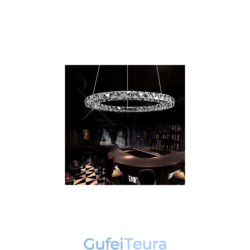 תאורת תליון קריסטל מודרני יחיד D40CM שלושה צדדים K9 קריסטל אורות תקרה מקורה גופי מנורות