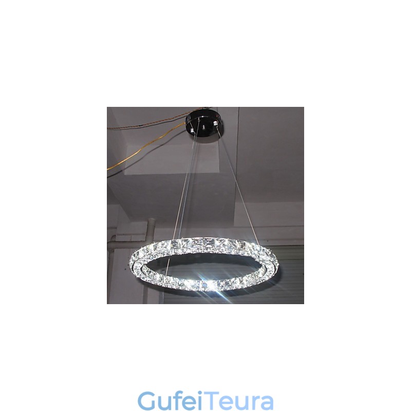 תאורת תליון קריסטל מודרני יחיד D40CM שלושה צדדים K9 קריסטל אורות תקרה מקורה גופי מנורות