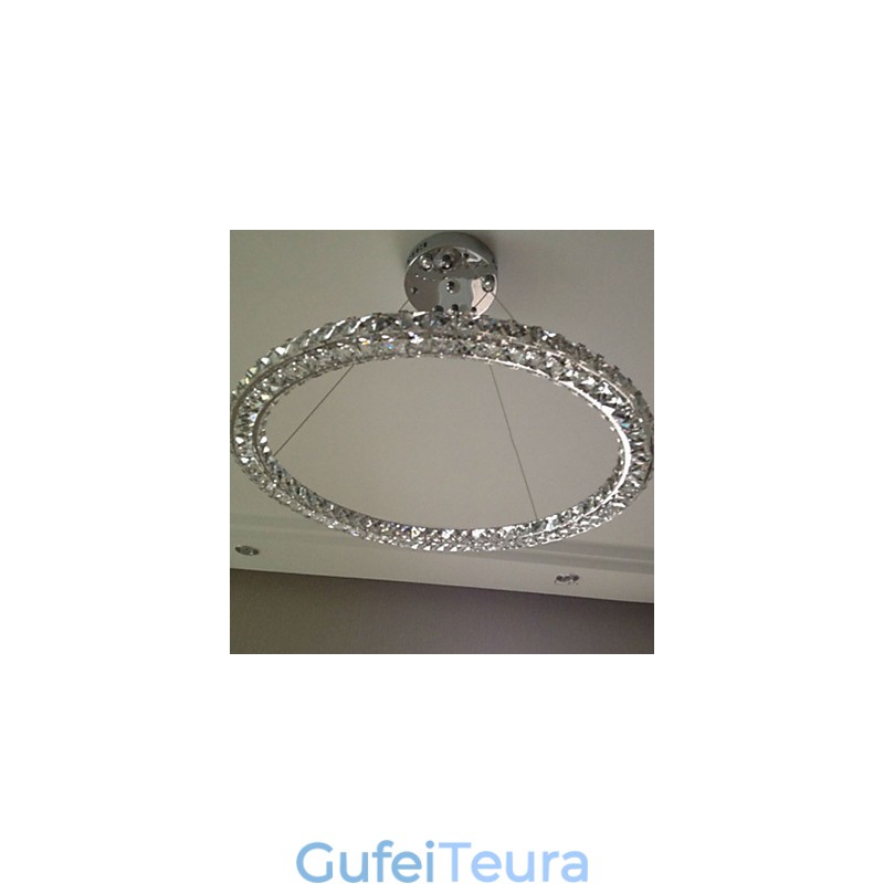 תאורת תליון קריסטל מודרני יחיד D40CM שלושה צדדים K9 קריסטל אורות תקרה מקורה גופי מנורות