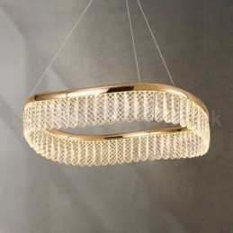 אור תליון קריסטל מרובע 1 2 טבעות K9 קריסטל תאורה פנימית לתקרה