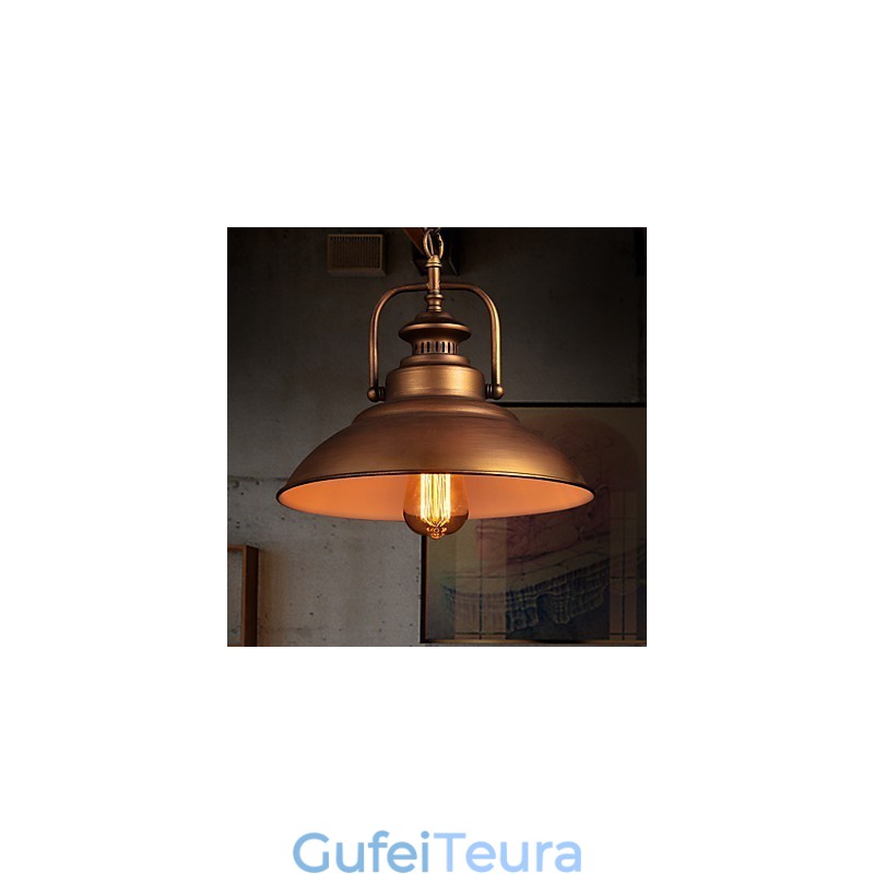 אור תליון רטרו עם גוון מטריית מתכת בסגנון מפעל ישן