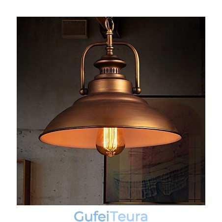 אור תליון רטרו עם גוון מטריית מתכת בסגנון מפעל ישן