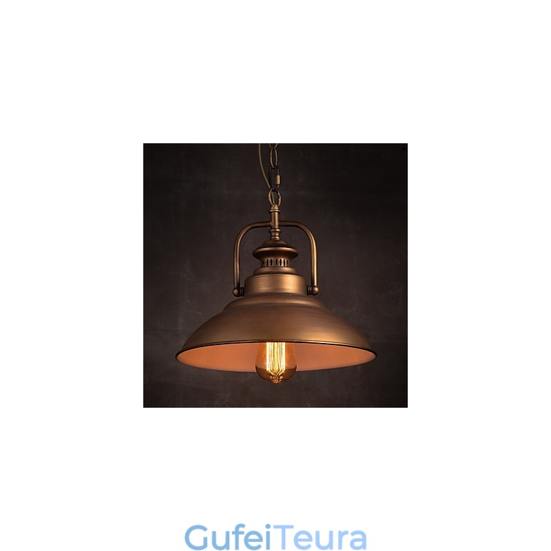 אור תליון רטרו עם גוון מטריית מתכת בסגנון מפעל ישן