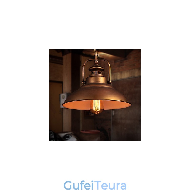 אור תליון רטרו עם גוון מטריית מתכת בסגנון מפעל ישן