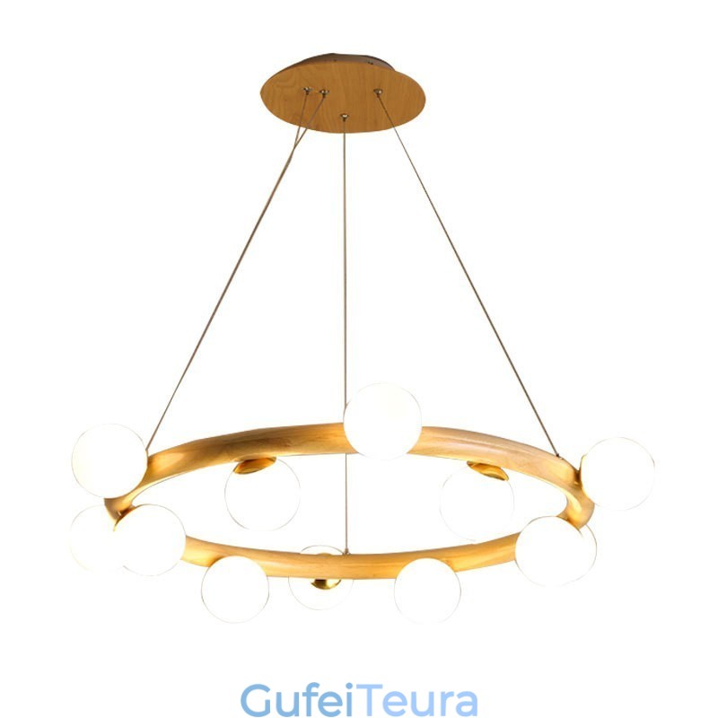 נברשת תליון עץ נורדי פשוט מודרני עם גווני שעועית