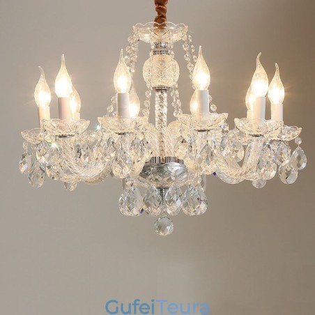 נברשת קריסטל שקופה אירופית יוקרה דקרטיבית אור תקרה