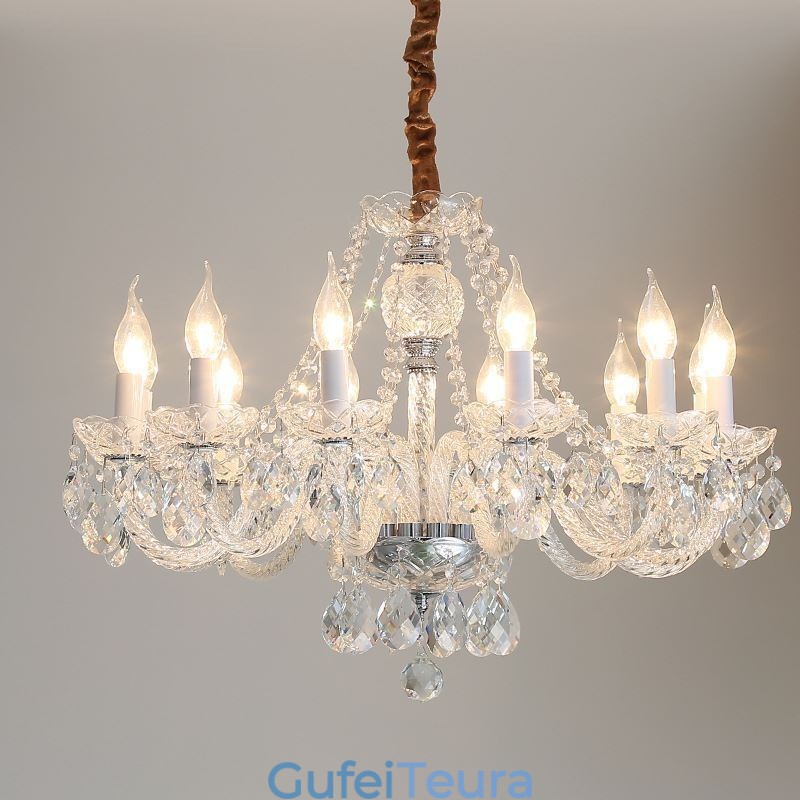 נברשת קריסטל שקופה אירופית יוקרה דקרטיבית אור תקרה