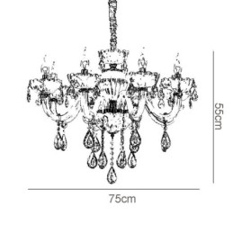 נברשת קריסטל מדהימה בצבע קוניאק אירופאי אור תקרה גוף זכוכית 8 אורות