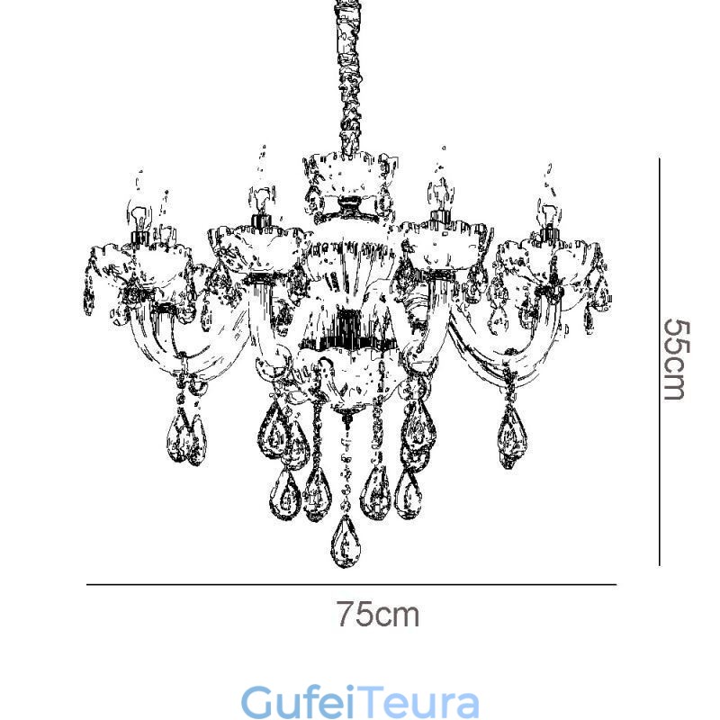 נברשת קריסטל מדהימה בצבע קוניאק אירופאי אור תקרה גוף זכוכית 8 אורות