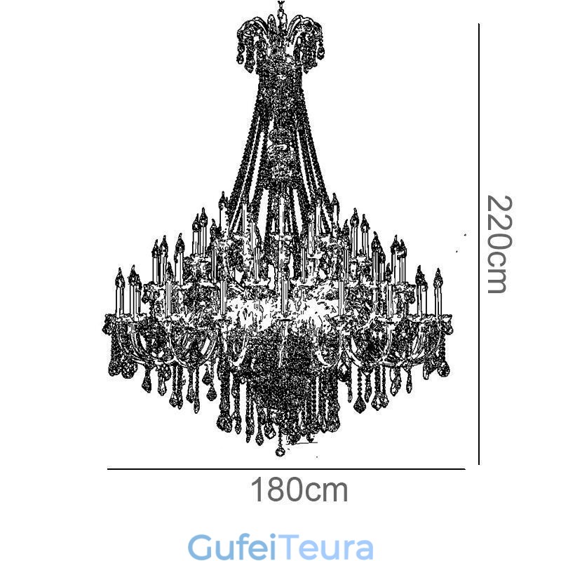 נברשת קריסטל אירופאית קישוט קריסטל אור תקרה עם 65 נורות