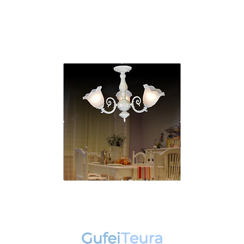 Flush Mount Three Lights White European Retro Classic