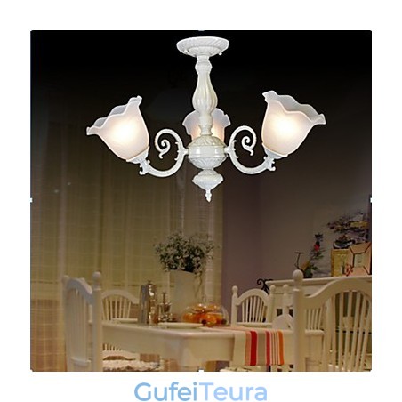 Flush Mount Three Lights White European Retro Classic