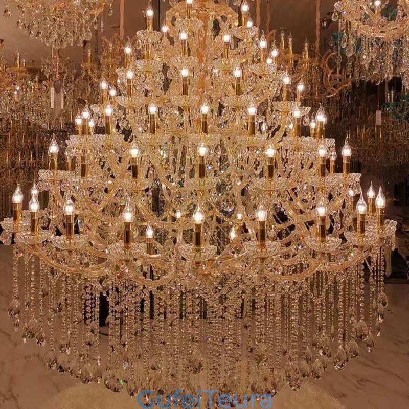 אור תקרה לקישוט נברשת קריסטל יוקרתית עם 96 נורות