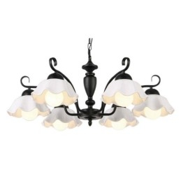 אור תליון ברזל נורדי בצורת פרח נברשת מנורת זכוכית