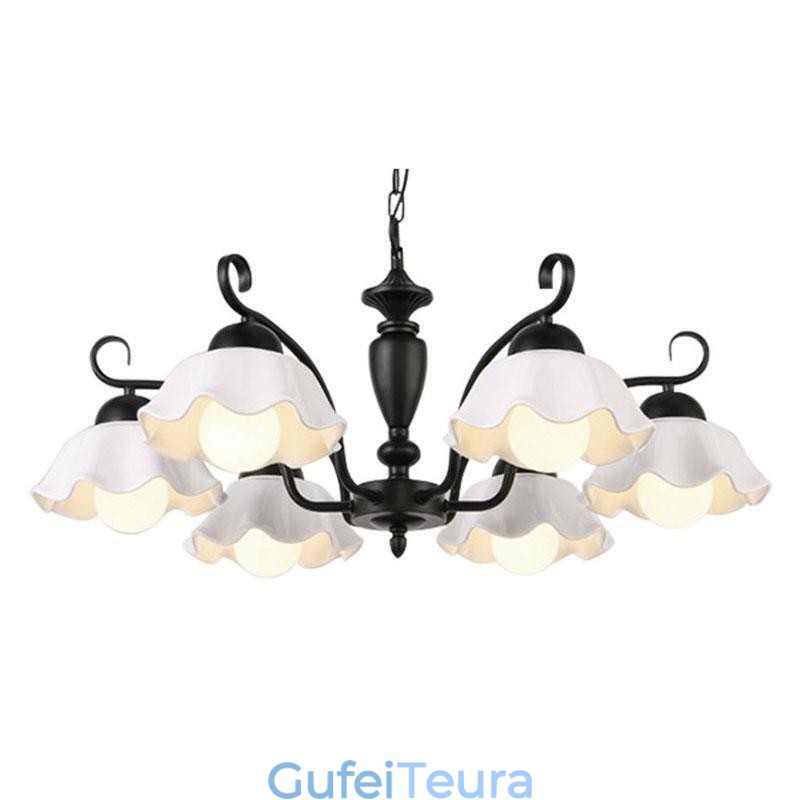 אור תליון ברזל נורדי בצורת פרח נברשת מנורת זכוכית