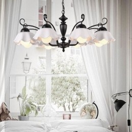 אור תליון ברזל נורדי בצורת פרח נברשת מנורת זכוכית