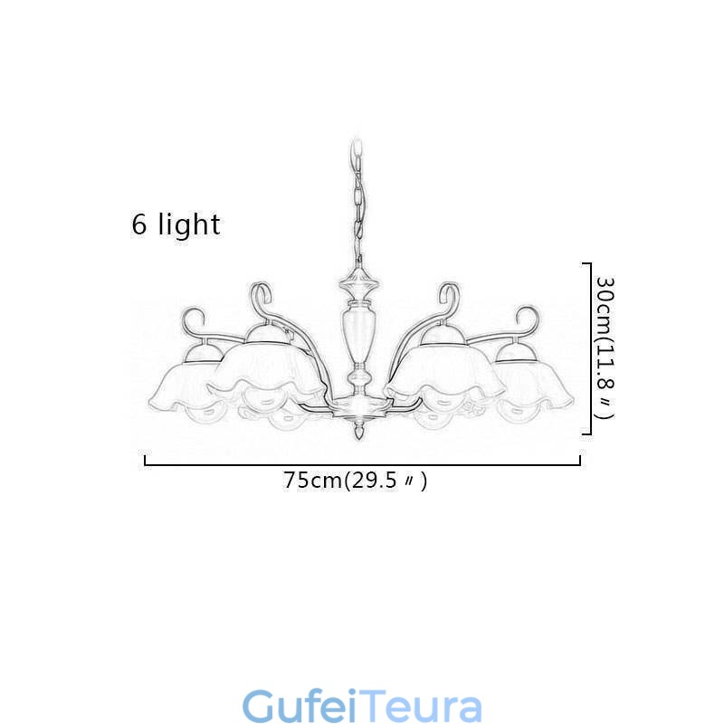אור תליון ברזל נורדי בצורת פרח נברשת מנורת זכוכית