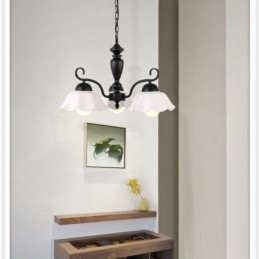 אור תליון ברזל נורדי בצורת פרח נברשת מנורת זכוכית