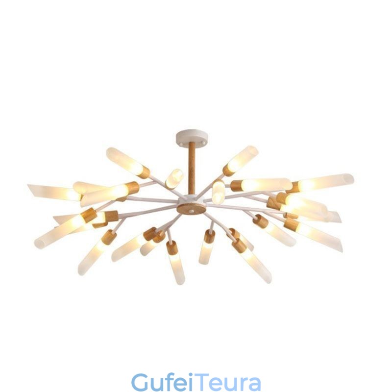 אור תליון נורדי תאורת עץ מלא מודרנית