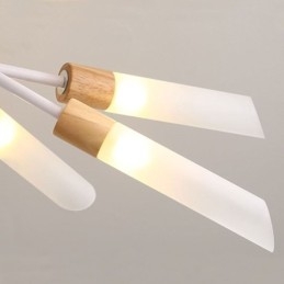 אור תליון נורדי תאורת עץ מלא מודרנית