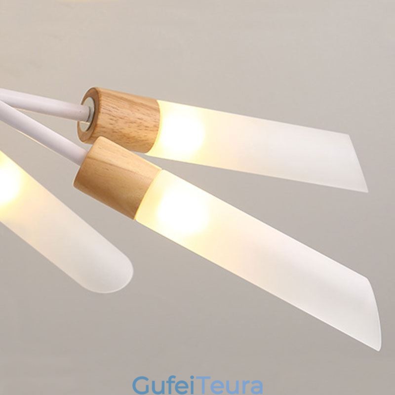 אור תליון נורדי תאורת עץ מלא מודרנית