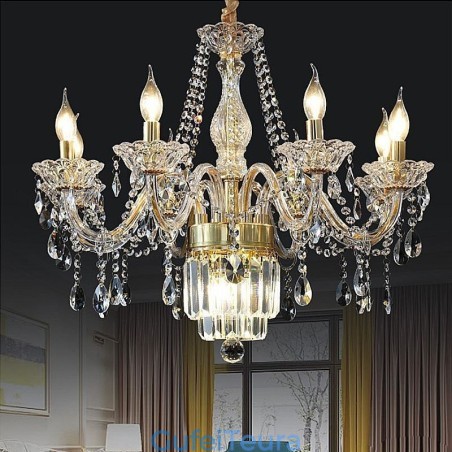 נברשת קריסטל גדולה אירופאית קלאסית תאורת תליון