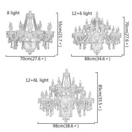 נברשת קריסטל גדולה אירופאית קלאסית תאורת תליון