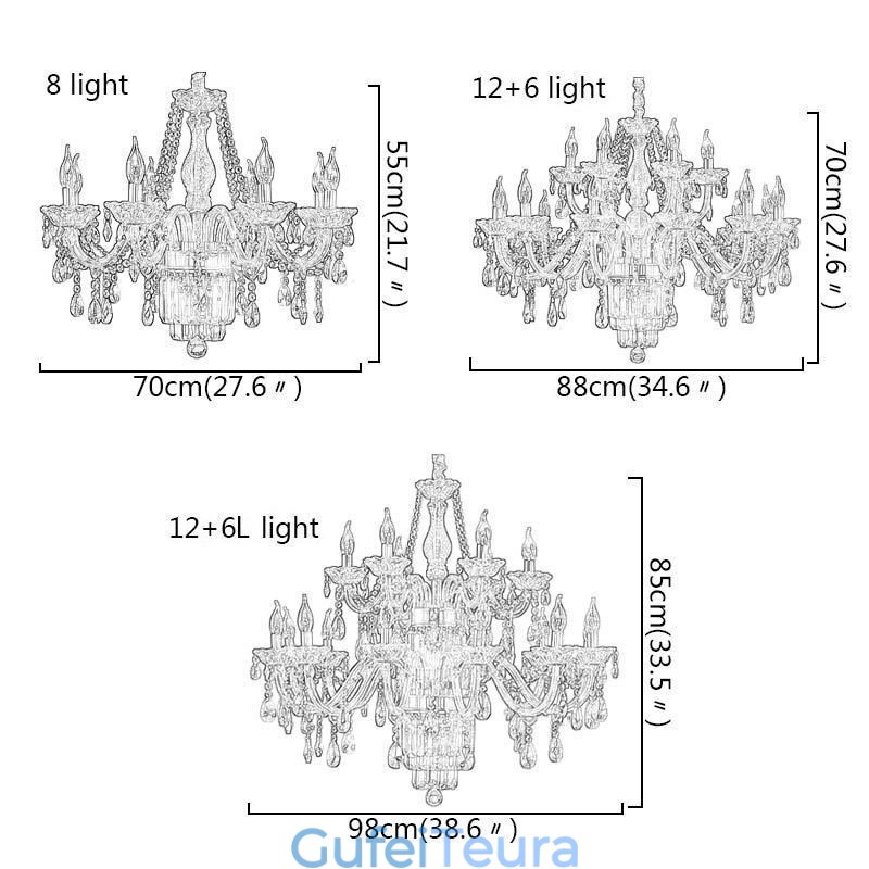 נברשת קריסטל גדולה אירופאית קלאסית תאורת תליון