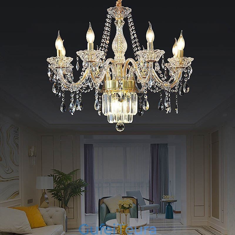 נברשת קריסטל גדולה אירופאית קלאסית תאורת תליון