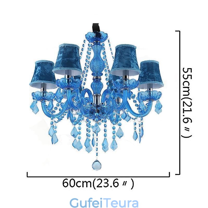 תאורת תליון ייחודית בסגנון אירופאי כחול קריסטל