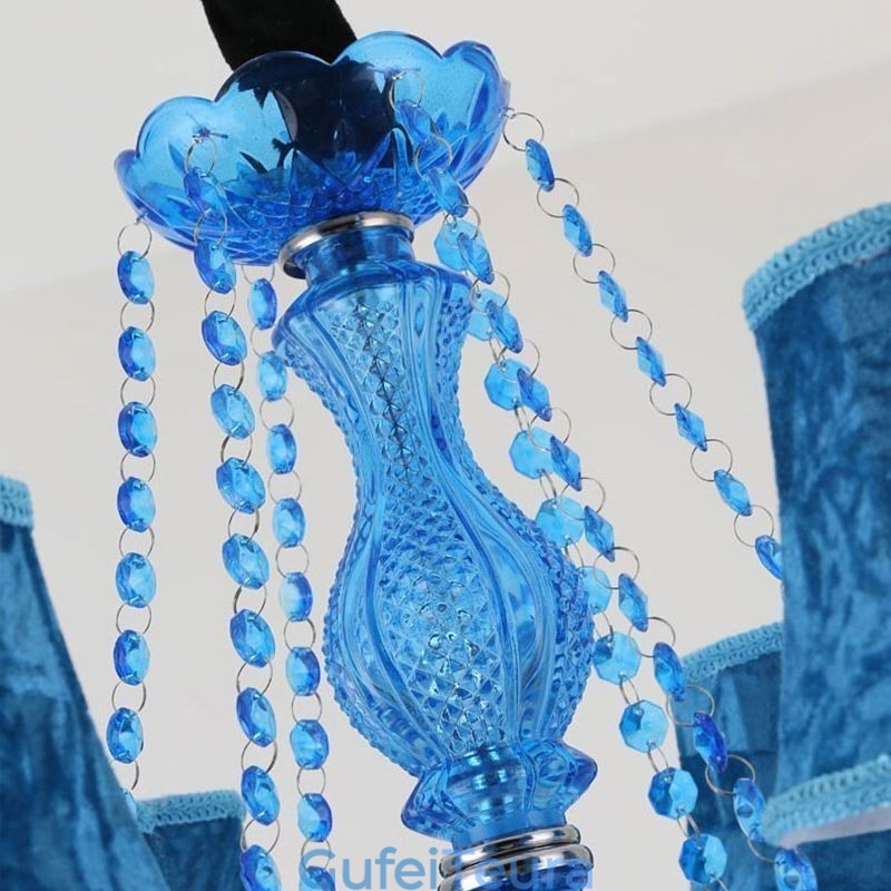 תאורת תליון ייחודית בסגנון אירופאי כחול קריסטל