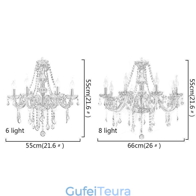 נברשת קריסטל אלגנטית בסגנון אירופאי תליון זכוכית