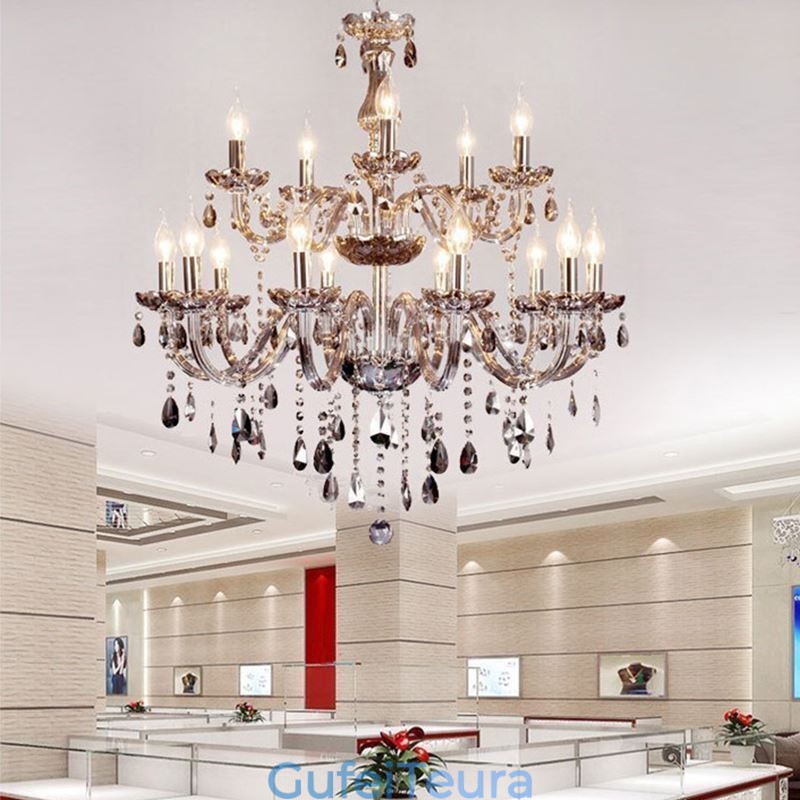 נברשת קריסטל אירופאית גדולה תאורת תליון אלגנטית