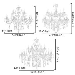נברשת קריסטל אירופאית גדולה תאורת תליון אלגנטית