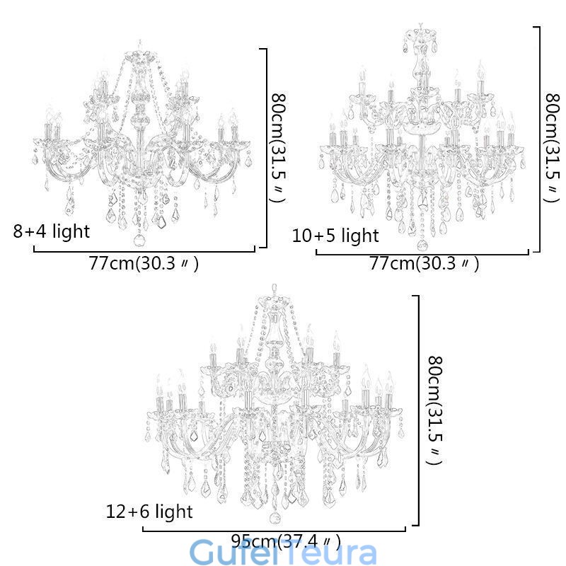 נברשת קריסטל אירופאית גדולה תאורת תליון אלגנטית