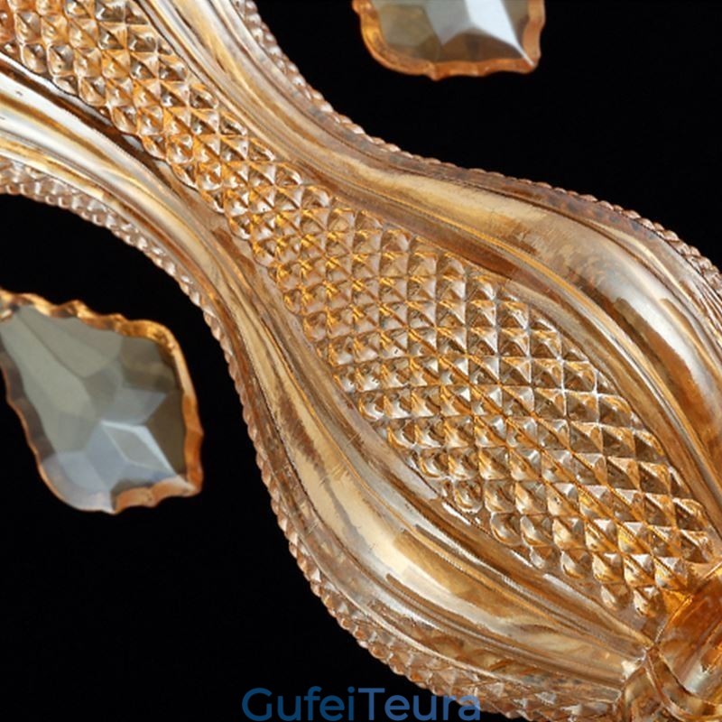 נברשת קריסטל אירופאית תאורת תליון ענבר אלגנטית