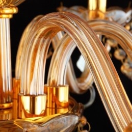 נברשת קריסטל אירופאית תאורת תליון ענבר אלגנטית