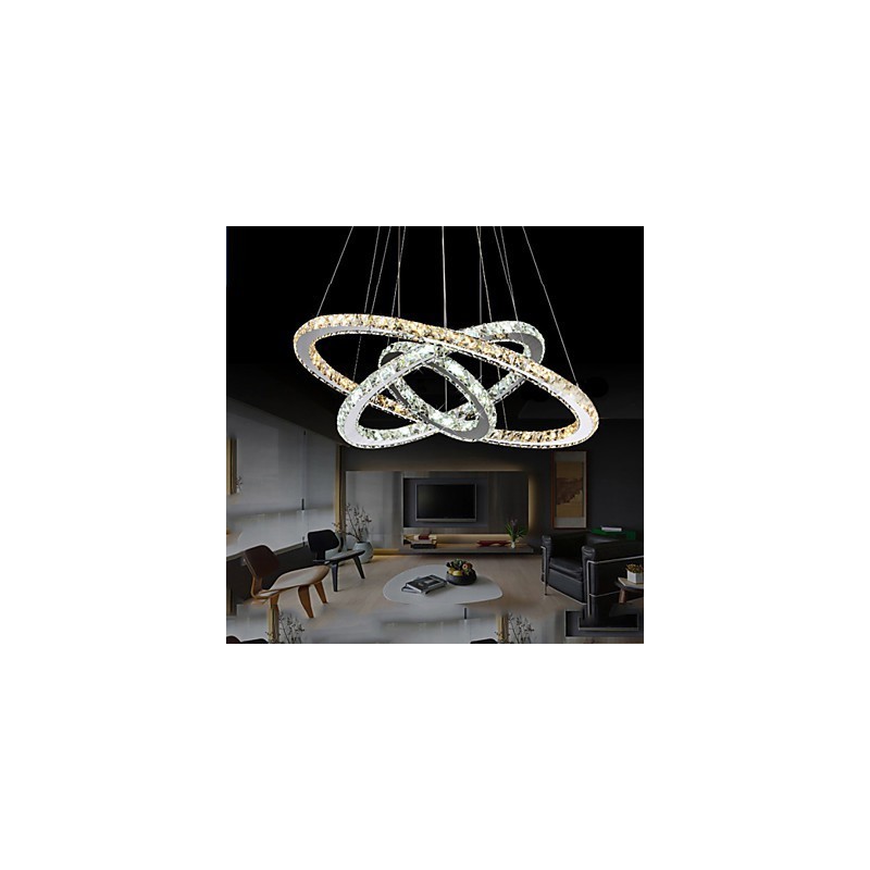 מנורות תליון ענבר ובהיר K9 נברשת קריסטל תאורת עם 3 טבעות