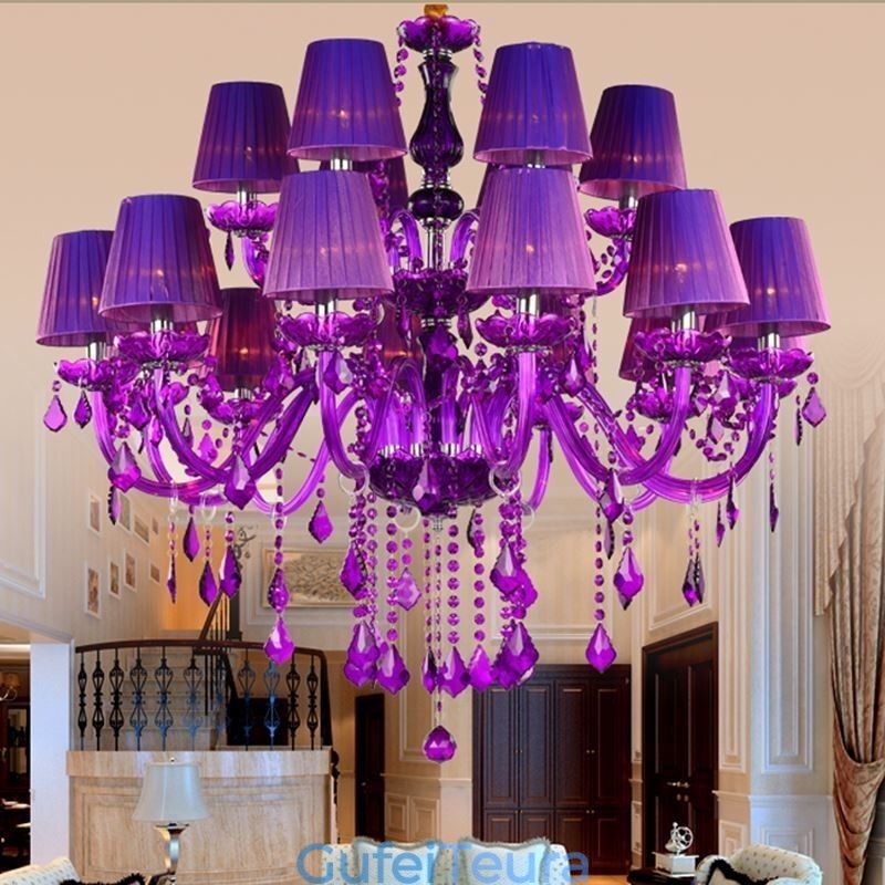 נברשת קריסטל בסגנון אירופאי סגול תליון