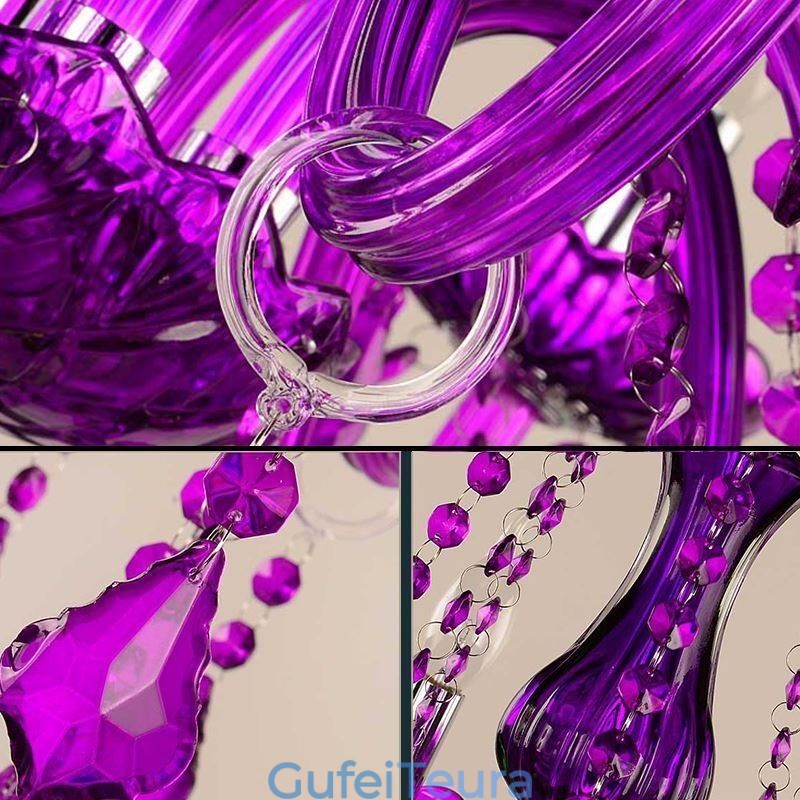 נברשת קריסטל בסגנון אירופאי סגול תליון