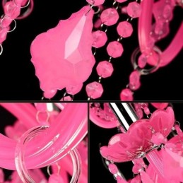 נברשת קריסטל בסגנון אירופאי ורוד תליון אור רומנטי