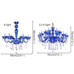 נברשת קריסטל בסגנון אירופאי כחול קריסטל זכוכית תליון אור