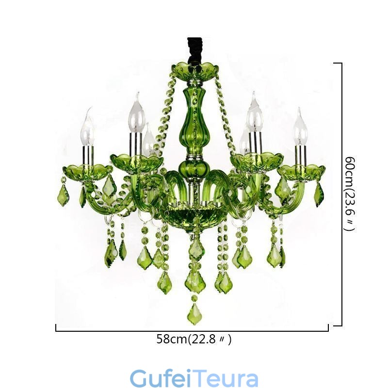 נברשת קריסטל בסגנון אירופאי ייחודית אור תליון ירוק