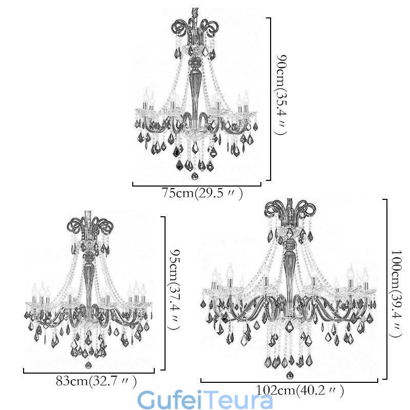 נברשת קריסטל רטרו אירופאית שחורה תליון אור