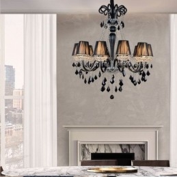 נברשת קריסטל רטרו אירופאית שחורה תליון אור