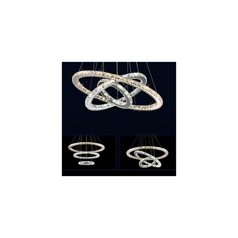 מנורות תליון ענבר ובהיר K9 נברשת קריסטל תאורת עם 3 טבעות