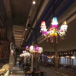 אור תליון אירופאי נברשת קריסטל צבעונית גדולה