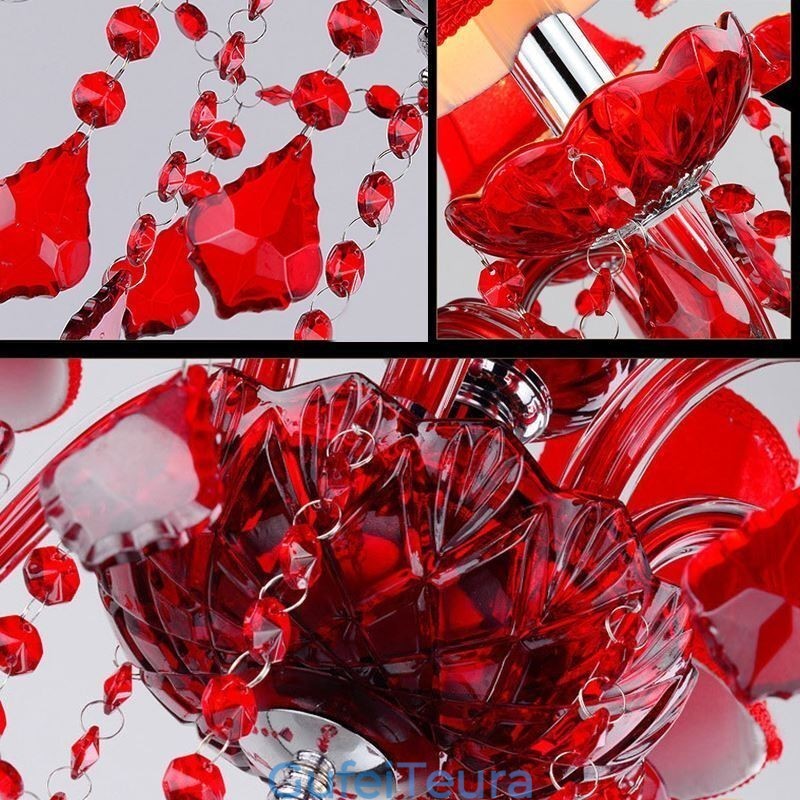 נברשת קריסטל יוקרתית בצבע אדום אירופאי אור תליון