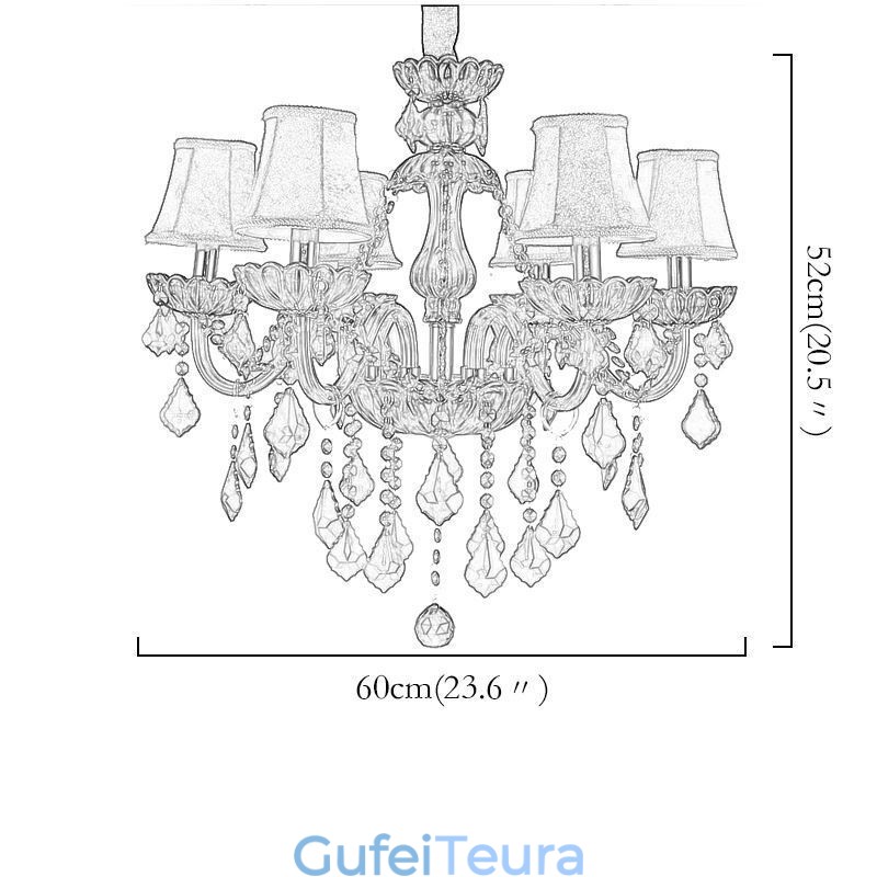 נברשת קריסטל אירופאית אלגנטית בצבע אדום תליון