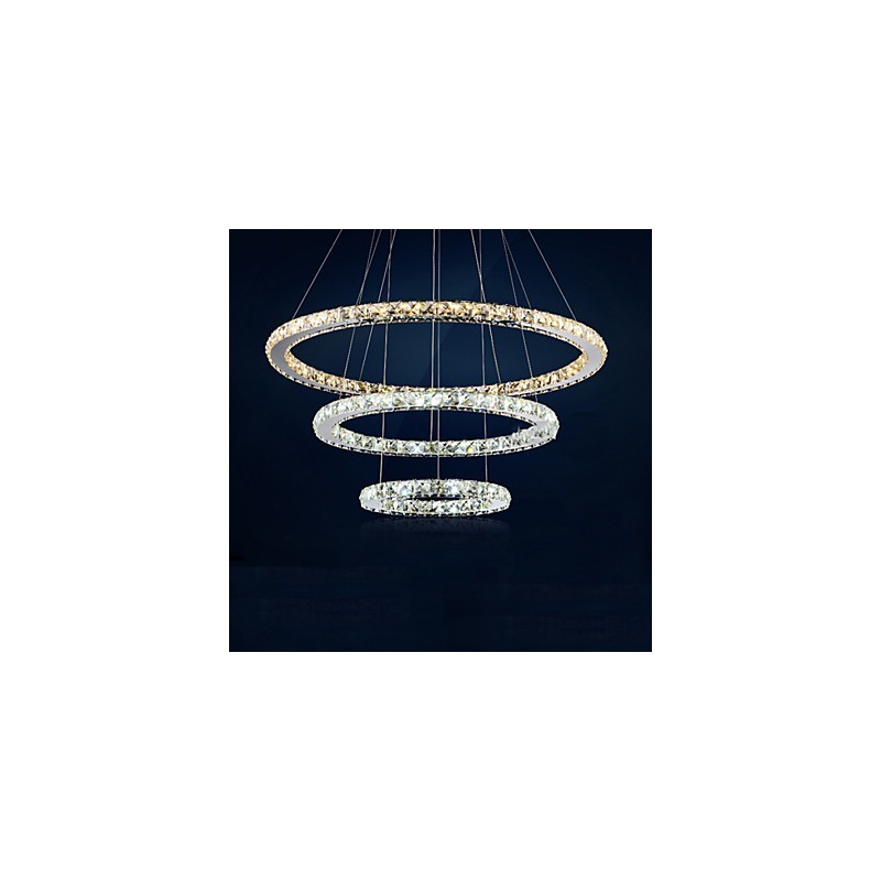 מנורות תליון ענבר ובהיר K9 נברשת קריסטל תאורת עם 3 טבעות